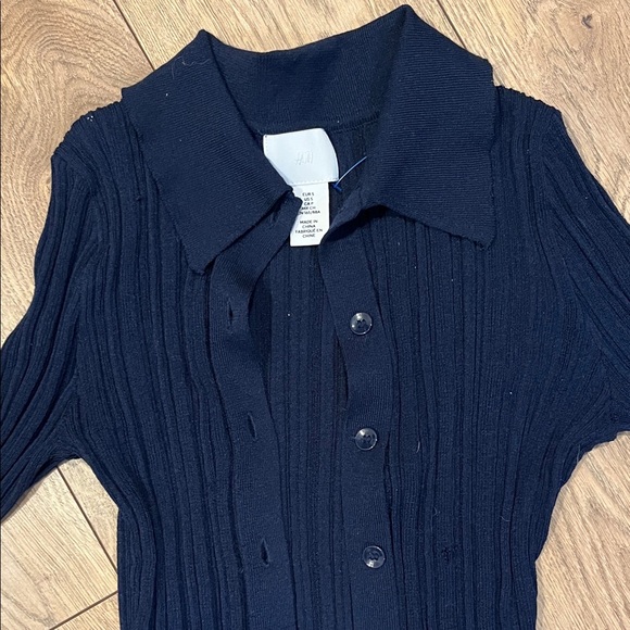 H&M Navy Ribbed Button-Up cardigan - Picture 1 of 5